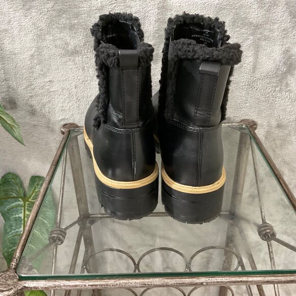 Marc Fisher Black Ink faux Leather/fur Chelsea Platform Boot women’s Size11 Blk - Picture 4 of 10